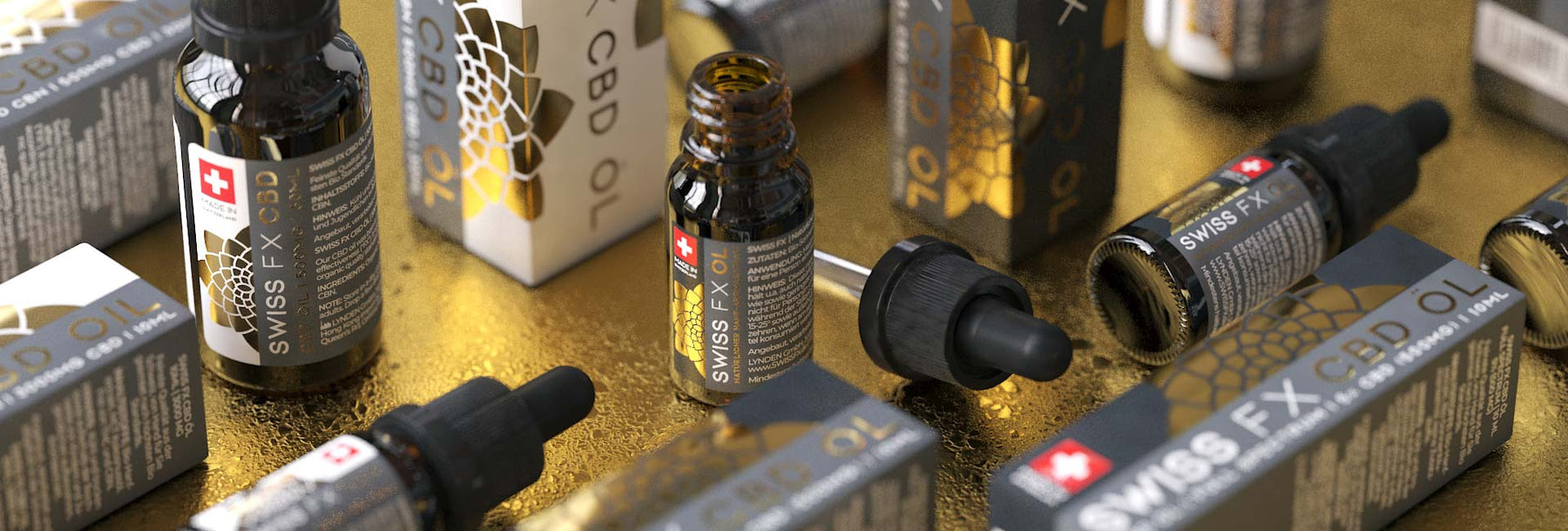 SWISS FX CBD Öle vor Hanfpflanzen – Motiv der CBD Öl Angebote