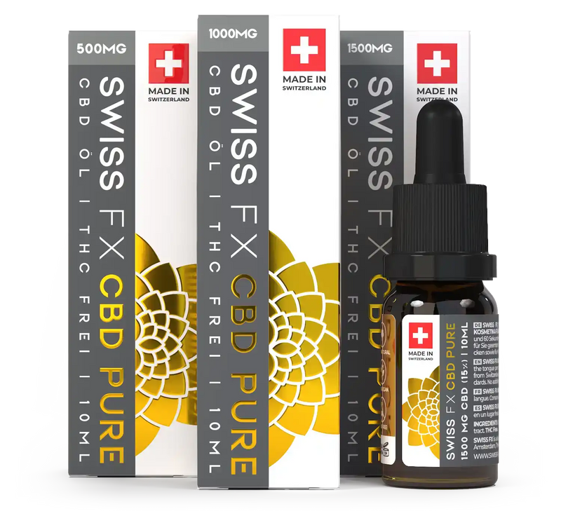 SWISS FX CBD PURE Öle ohne THC in verschiedenen Konzentrationen mit Pipettenflasche