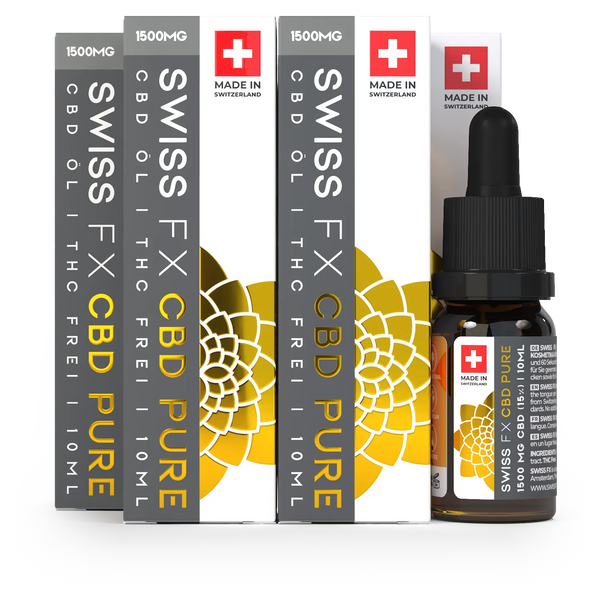 Sparpaket mit 4x SWISS FX CBD Öl PURE 15% ohne THC